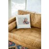mockup of a square pillow sitting on a leather couch 23551