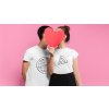 valentine s day t shirt mockup of a couple hiding behind a paper heart 25418