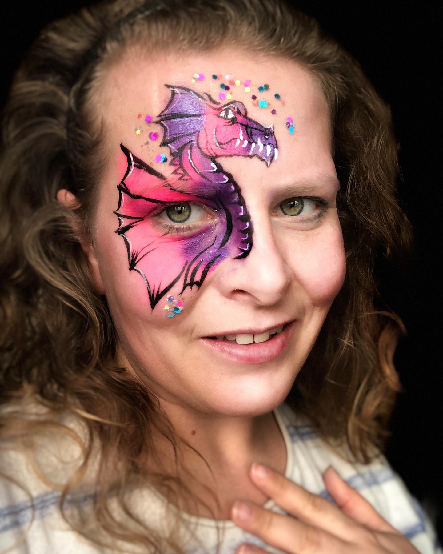 Drak motiv malování na obličej facepainting
