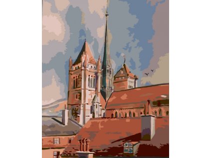 Malování podle čísel - VĚŽE A STŘECHY (Rozměr 60x80 cm, Rámování vypnuté plátno na rám)