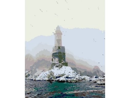 Malování podle čísel - MAJÁK V MLZE (Rozměr 60x80 cm, Rámování vypnuté plátno na rám)