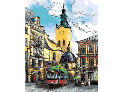 Malování podle čísel - TRAMVAJ NA NÁMĚSTÍ