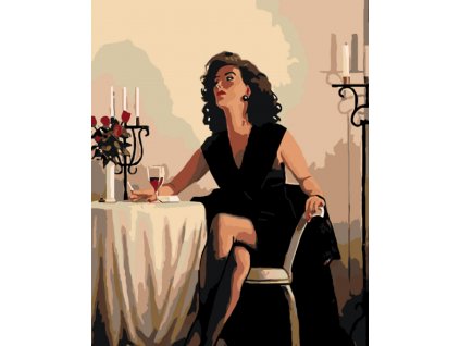 Malování podle čísel - ČEKÁNÍ PŘED VEČEŘÍ (Rozměr 60x80 cm, Rámování vypnuté plátno na rám)
