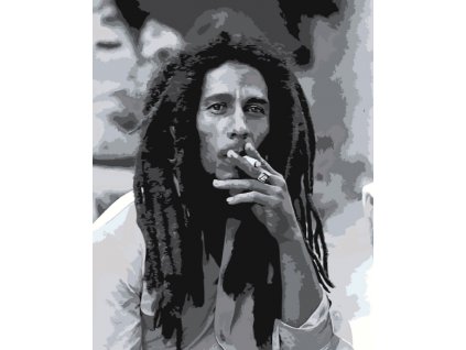 Malování podle čísel - KOUŘÍCÍ BOB MARLEY (Rozměr 60x80 cm, Rámování vypnuté plátno na rám)