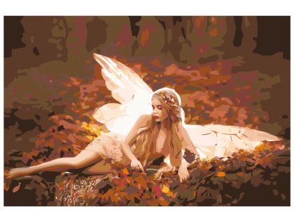 Malování podle čísel - LEŽÍCÍ ANDĚL (Rozměr 60x80 cm, Rámování vypnuté plátno na rám)