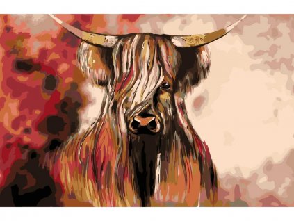 Malování podle čísel - OBRAZY OD LENKY - ŠAMANSKÁ KRÁVA HIGHLAND