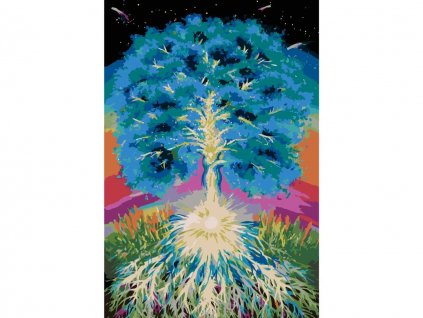 Malování podle čísel - HVĚZDNÝ STROM by LOUISE ART (Rozměr 60x80 cm, Rámování vypnuté plátno na rám)