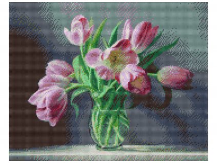 Diamantové malování - PIETER WAGEMANS - PŘEKRÁSNÉ RŮŽOVÉ TULIPÁNY