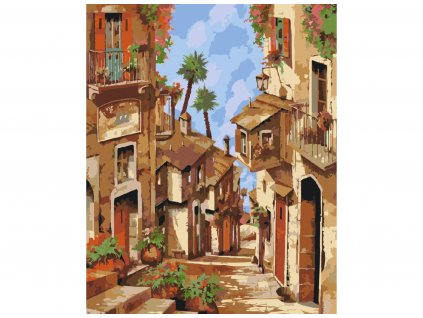 Malování podle čísel - GUIDO BORELLI - STRMÁ ITALSKÁ ULIČKA