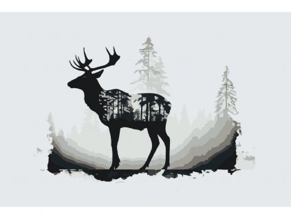 Malování podle čísel - JELEN S PŘÍRODOU