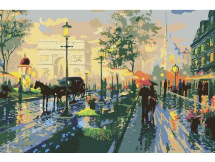 Malování podle čísel - ROMANTICKÁ PROCHÁZKA PAŘÍŽÍ (Rozměr 60x80 cm, Rámování vypnuté plátno na rám)