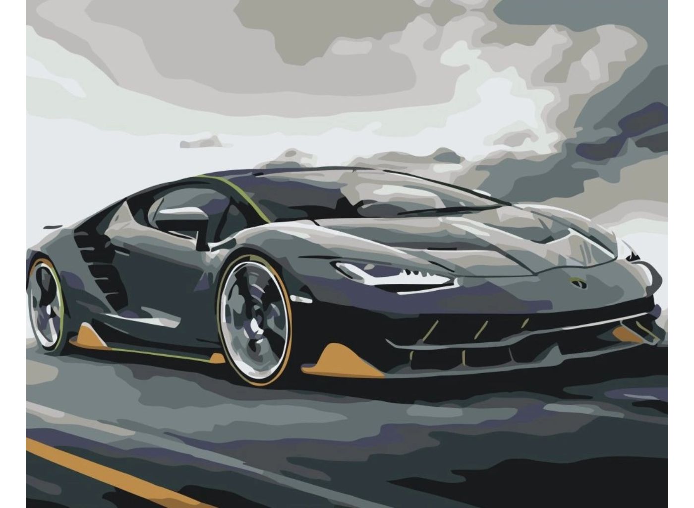 MALUJEŠ Malování podle čísel - LAMBORGHINI Rozměr: 60 x 80 cm, Rámování: vypnuté plátno na rám