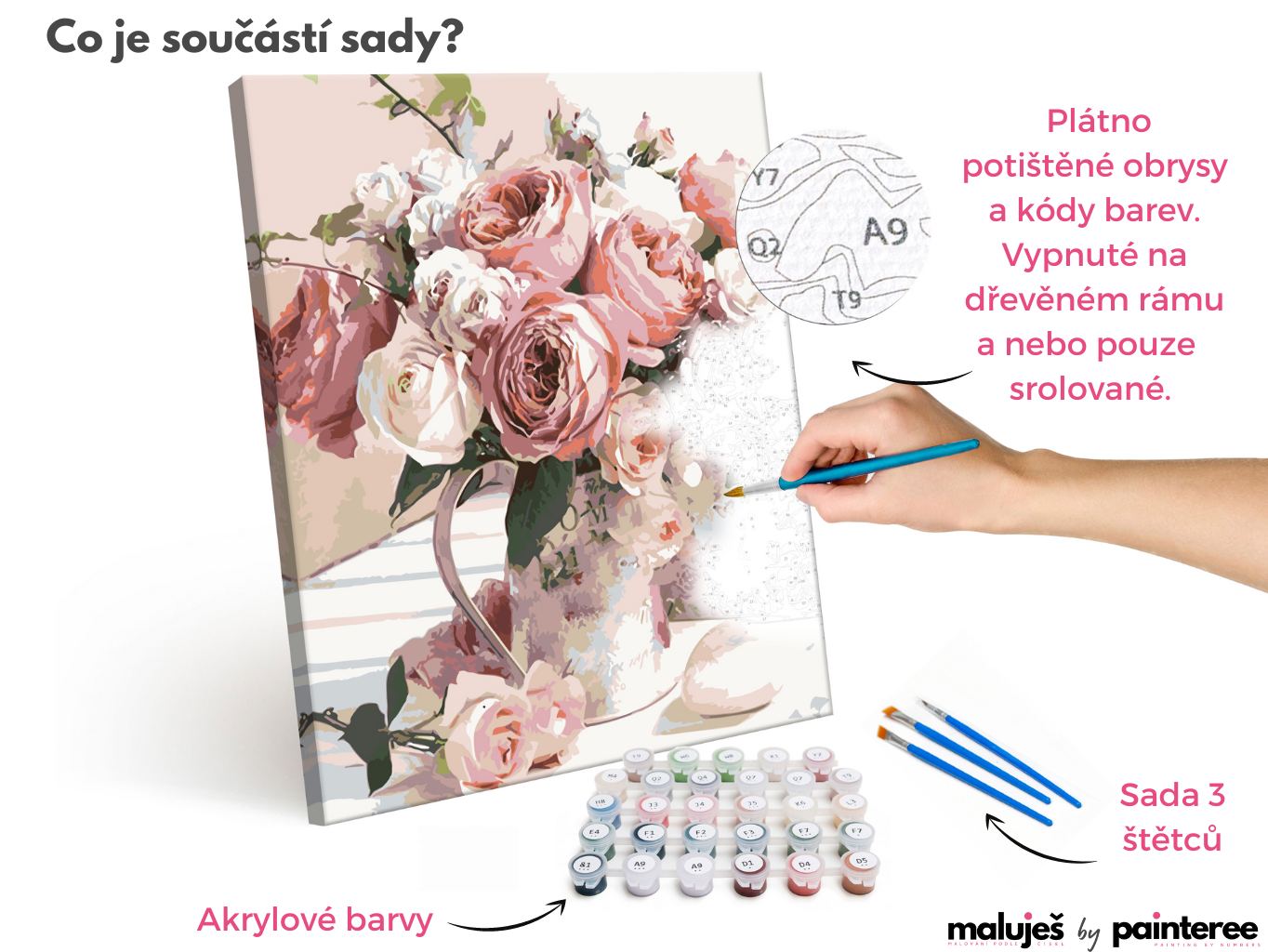 MALUJEŠ Malování podle čísel - KOŤATA A LUČNÍ KVÍTÍ Rozměr: 60x80 cm, Rámování: vypnuté plátno na rám