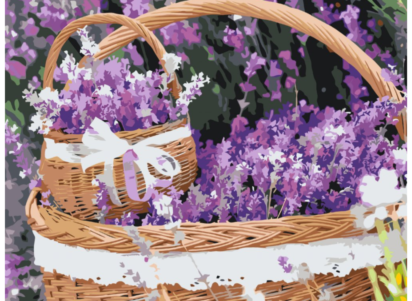 MALUJEŠ Malování podle čísel - LEVANDULOVÝ KOŠÍK Rozměr: 60x80 cm, Rámování: bez rámu a bez vypnutí plátna