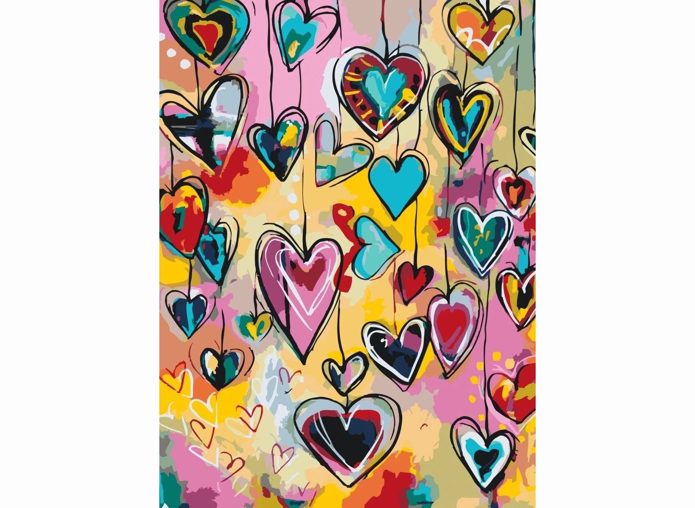 MALUJEŠ Malování podle čísel - BAREVNÁ SRDÍČKA Rozměr: 40 x 50 cm, Rámování: vypnuté plátno na rám