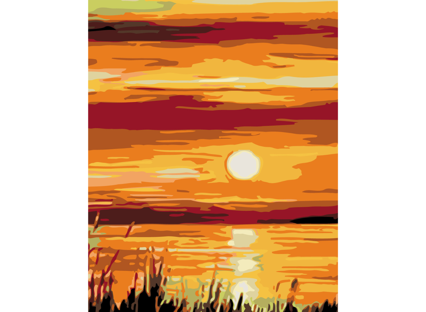 MALUJEŠ Malování podle čísel - VÝCHOD SLUNCE Rozměr: 30x40 cm, Rámování: vypnuté plátno na rám