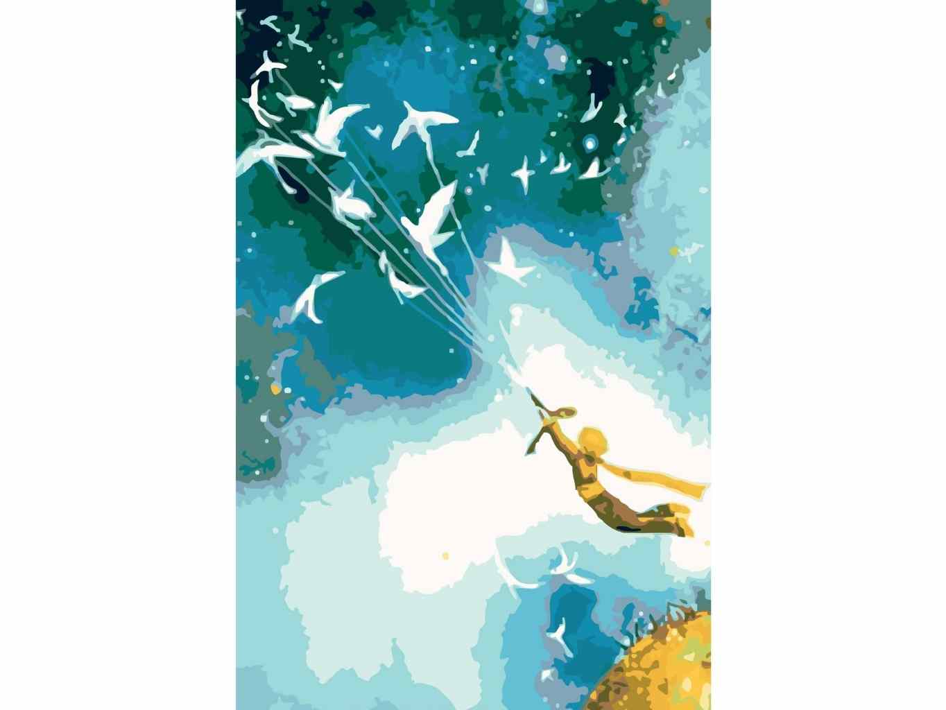 MALUJEŠ Malování podle čísel - MALÝ PRINC A HOLUBICE Rozměr: 60x80 cm, Rámování: vypnuté plátno na rám