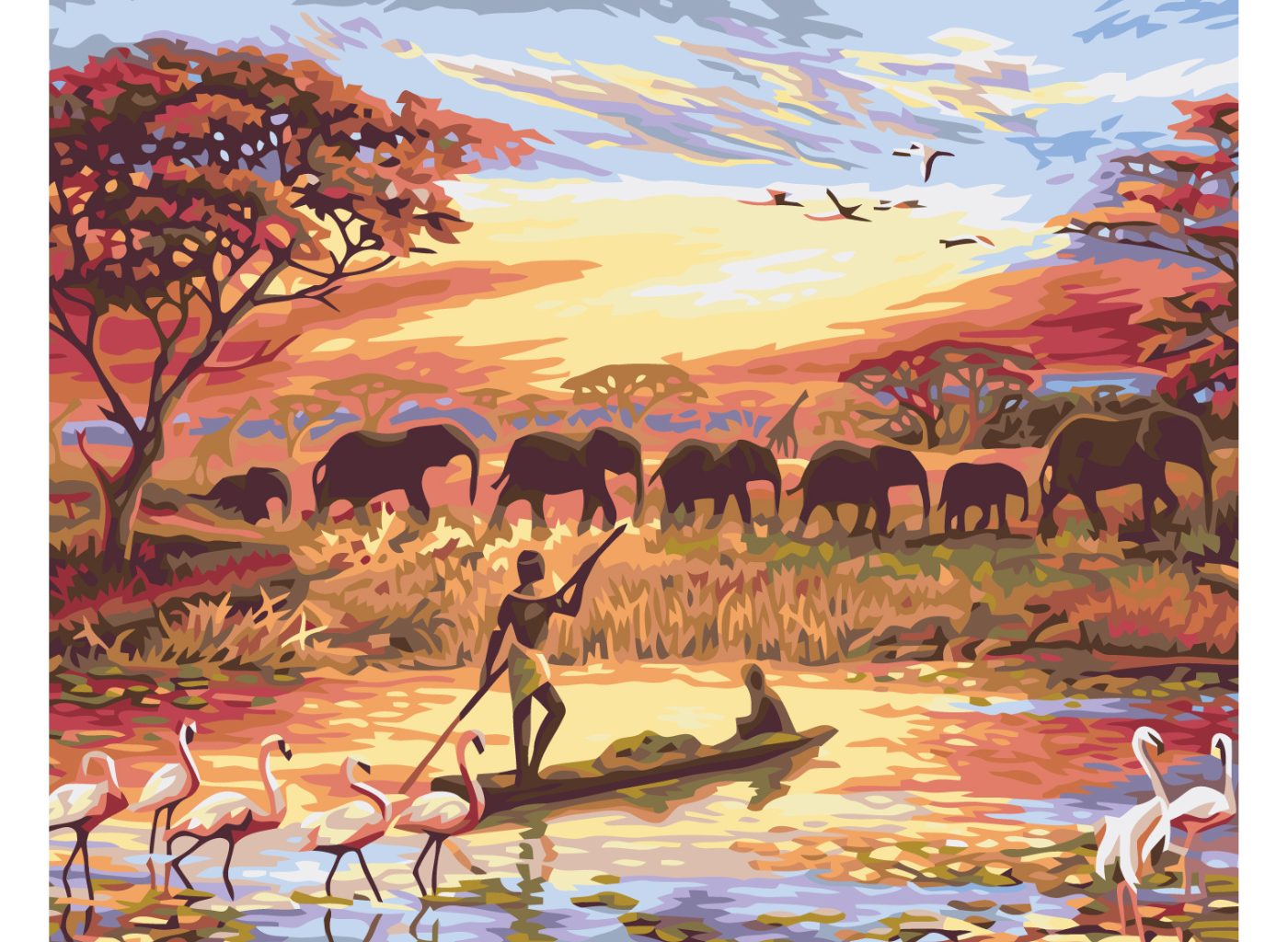 MALUJEŠ Malování podle čísel - AFRICKÝ ZÁPAD SLUNCE Rozměr: 40x50 cm, Rámování: bez rámu a bez vypnutí plátna
