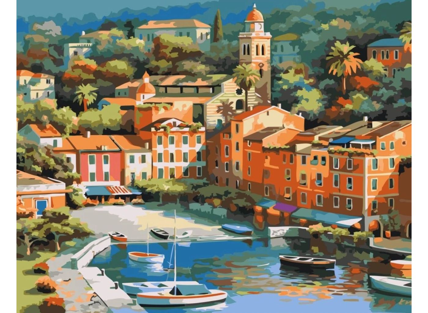 MALUJEŠ Malování podle čísel - MALÉ ITALSKÉ MĚSTEČKO Rozměr: 60 x 80 cm, Rámování: vypnuté plátno na rám