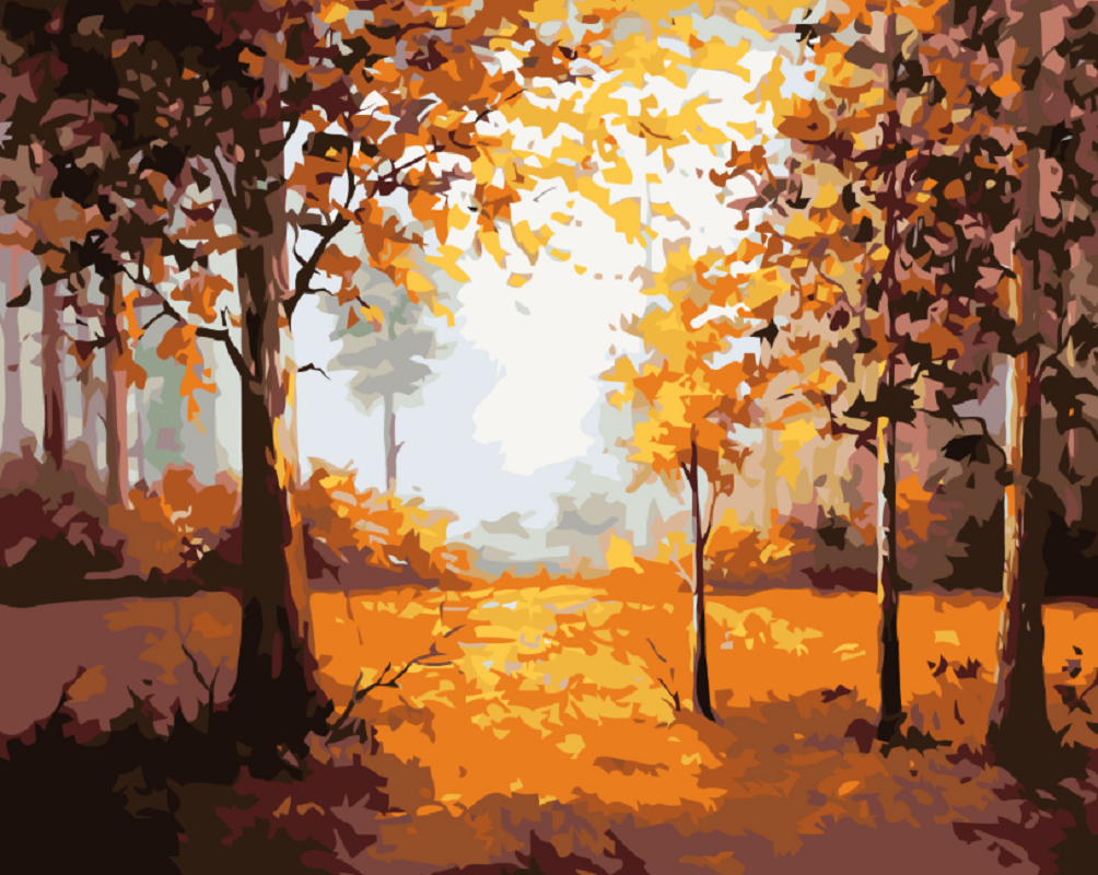 MALUJEŠ Malování podle čísel - PODZIMNÍ LES Rozměr: 80x100 cm, Rámování: bez rámu a bez vypnutí plátna
