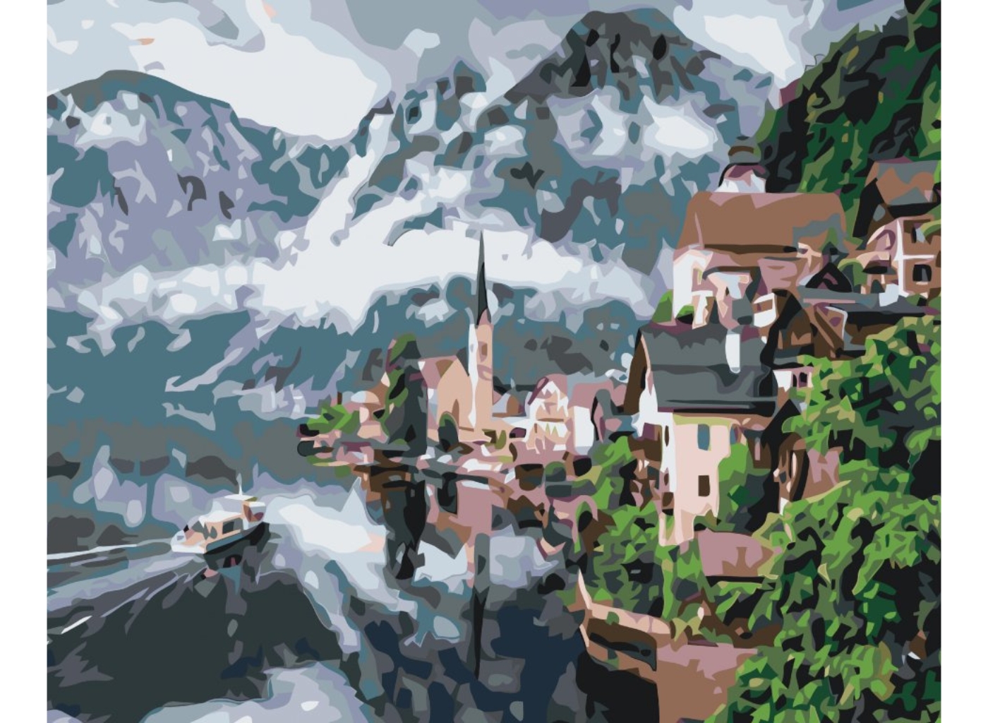 MALUJEŠ Malování podle čísel - HALLSTATT Rozměr: 40x50 cm, Rámování: vypnuté plátno na rám