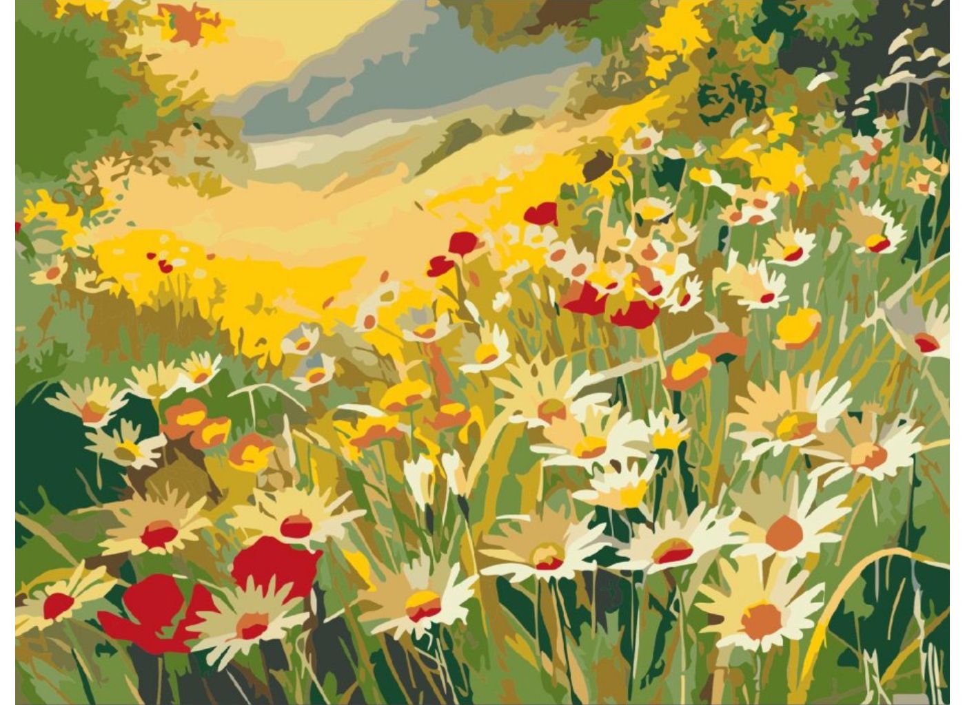 MALUJEŠ Malování podle čísel - LETNÍ LOUKA Rozměr: 40x50 cm, Rámování: vypnuté plátno na rám