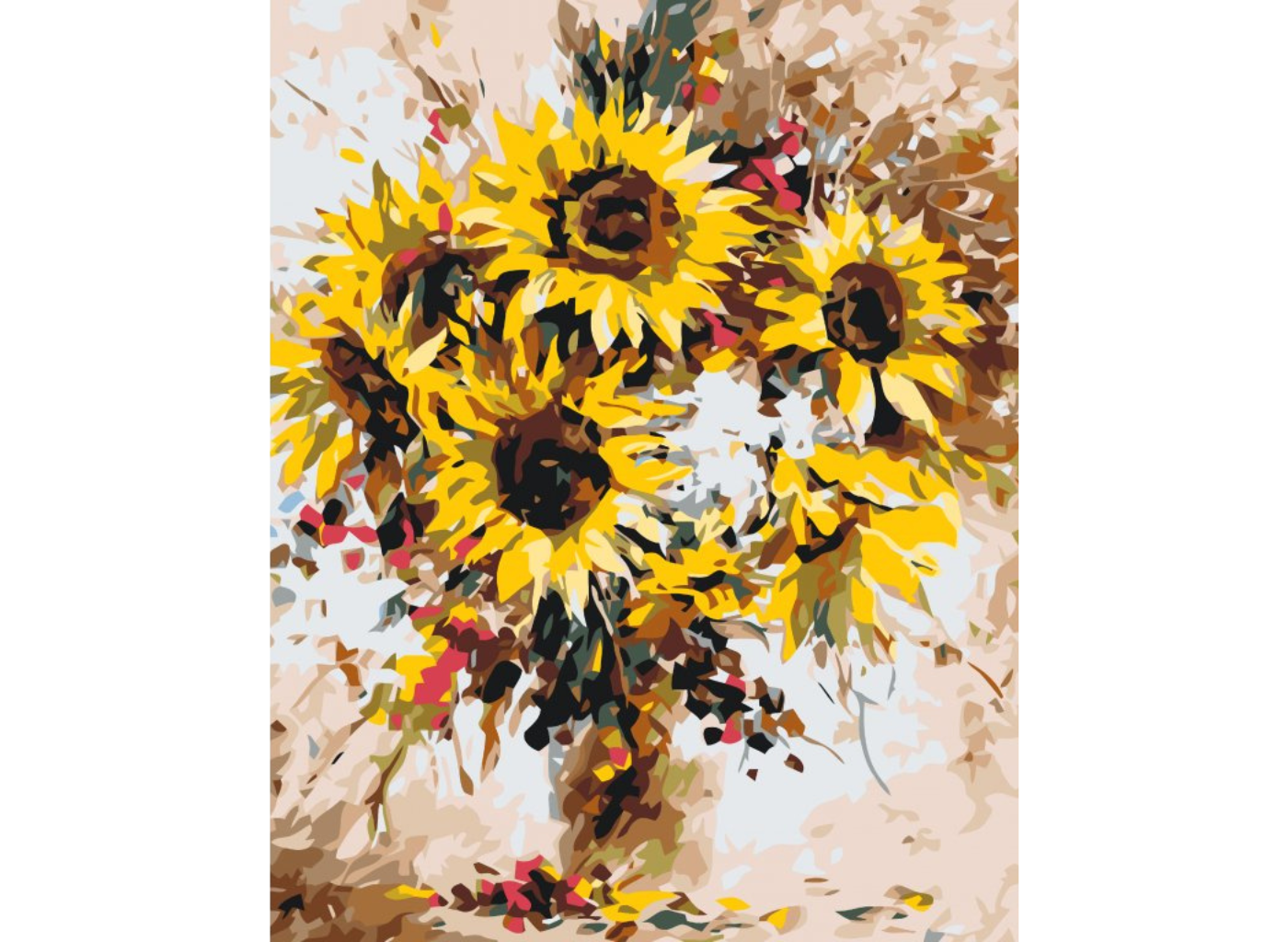MALUJEŠ Malování podle čísel - KYTICE SLUNEČNIC Rozměr: 40x50 cm, Rámování: vypnuté plátno na rám