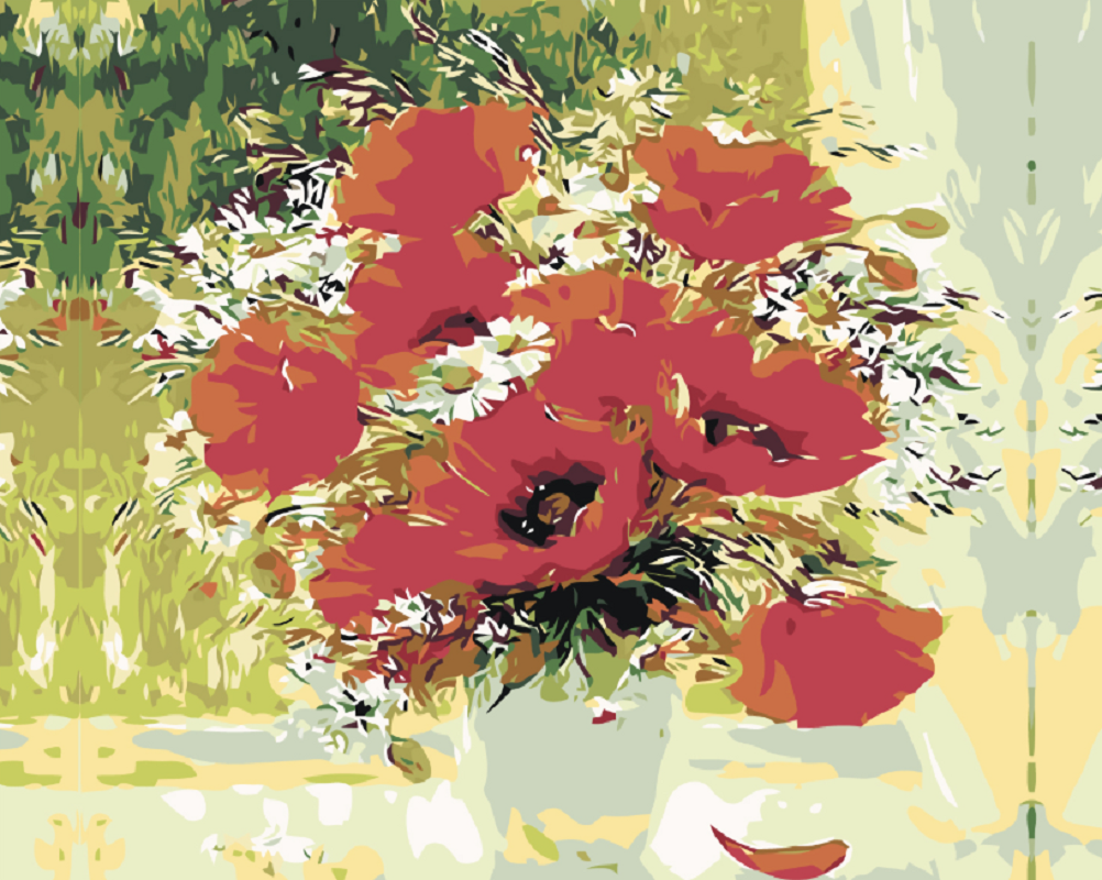Levně Malování podle čísel - KYTICE VLČÍCH MÁKŮ Rozměr: 60x80 cm, Rámování: vypnuté plátno na rám