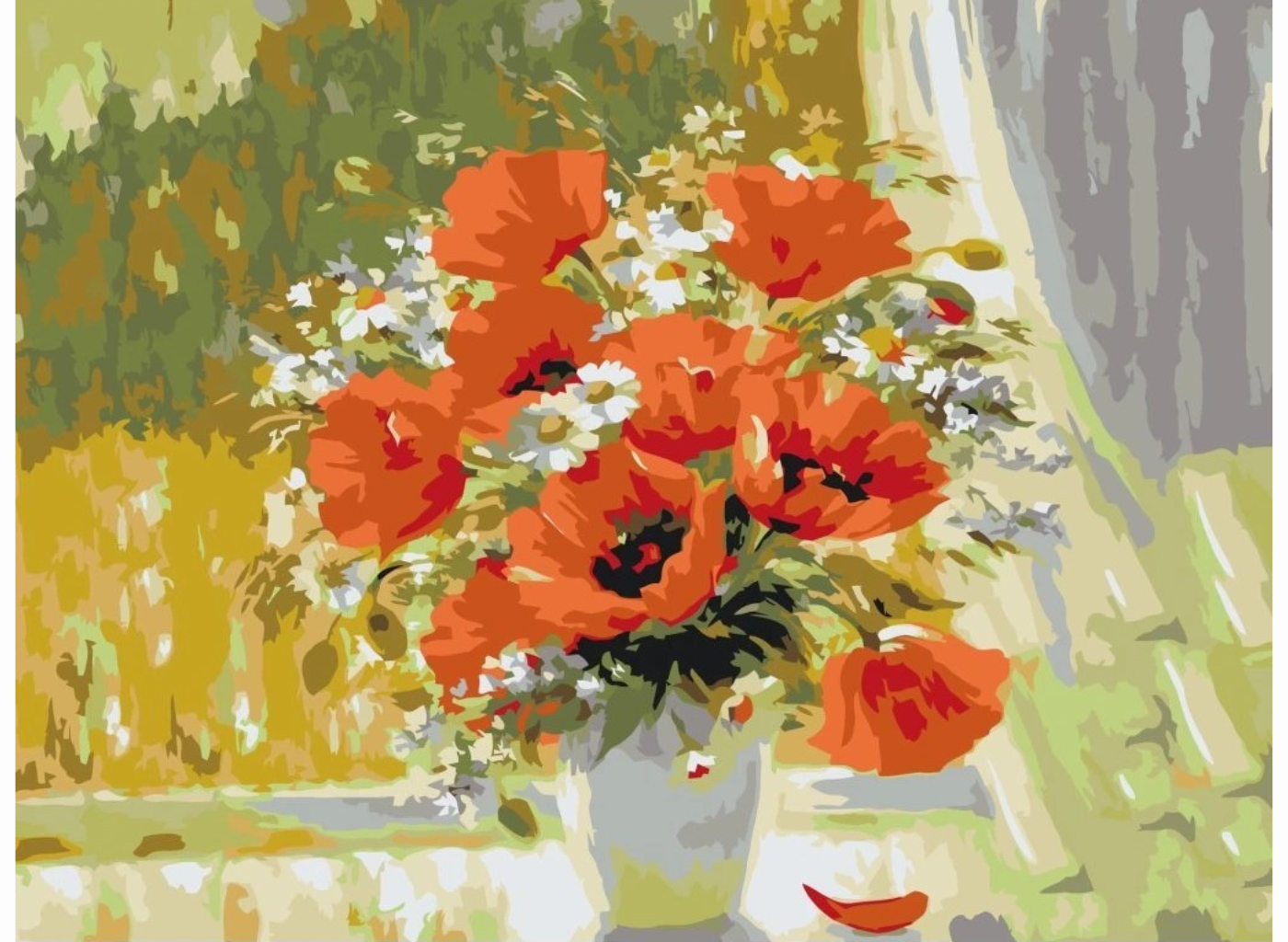 MALUJEŠ Malování podle čísel - KYTICE VLČÍCH MÁKŮ Rozměr: 40 x 50 cm, Rámování: vypnuté plátno na rám