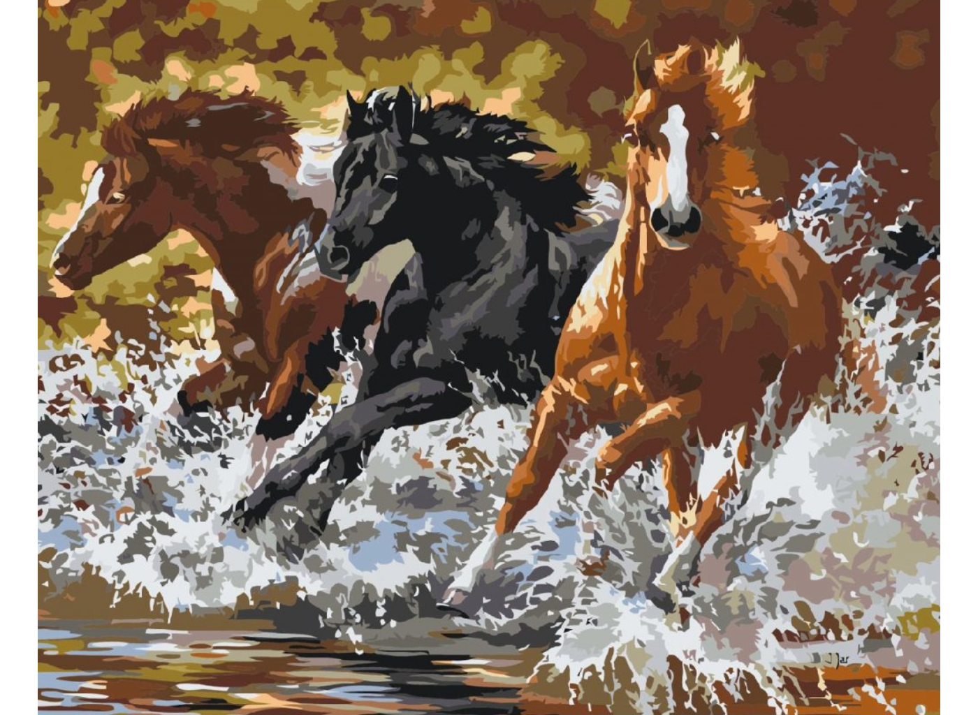 MALUJEŠ Malování podle čísel - KONĚ Rozměr: 80 x 100 cm, Rámování: bez rámu a bez vypnutí plátna