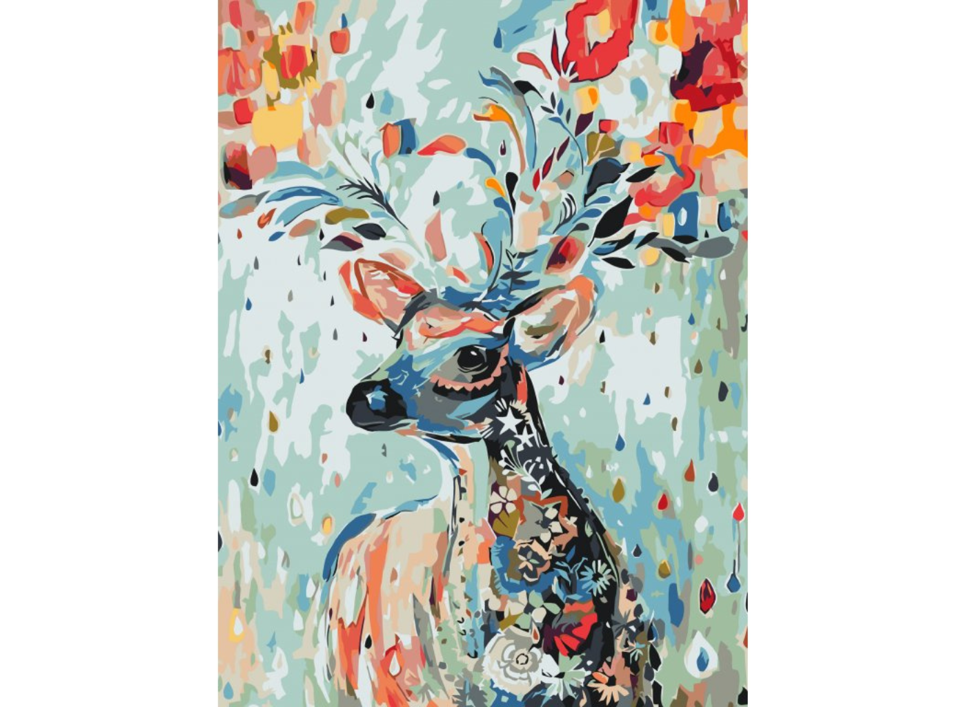 MALUJEŠ Malování podle čísel - KYTIČKOVÝ JELEN Rozměr: 40x50 cm, Rámování: bez rámu a bez vypnutí plátna