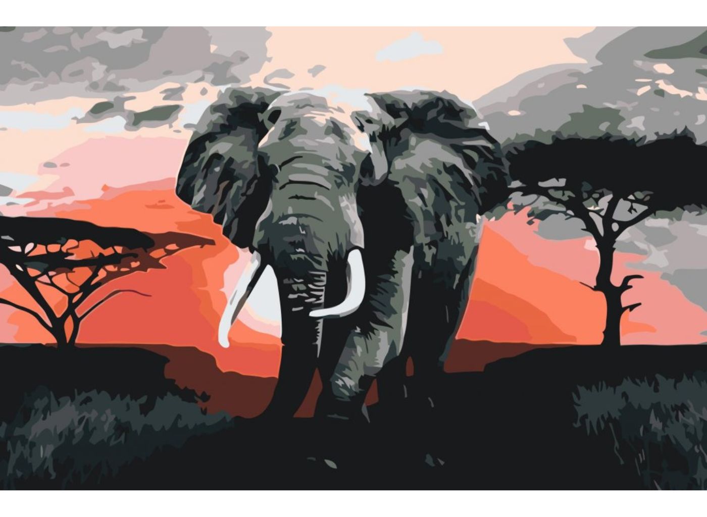 MALUJEŠ Malování podle čísel - SLON V SAVANĚ Rozměr: 80 x 120 cm, Rámování: vypnuté plátno na rám