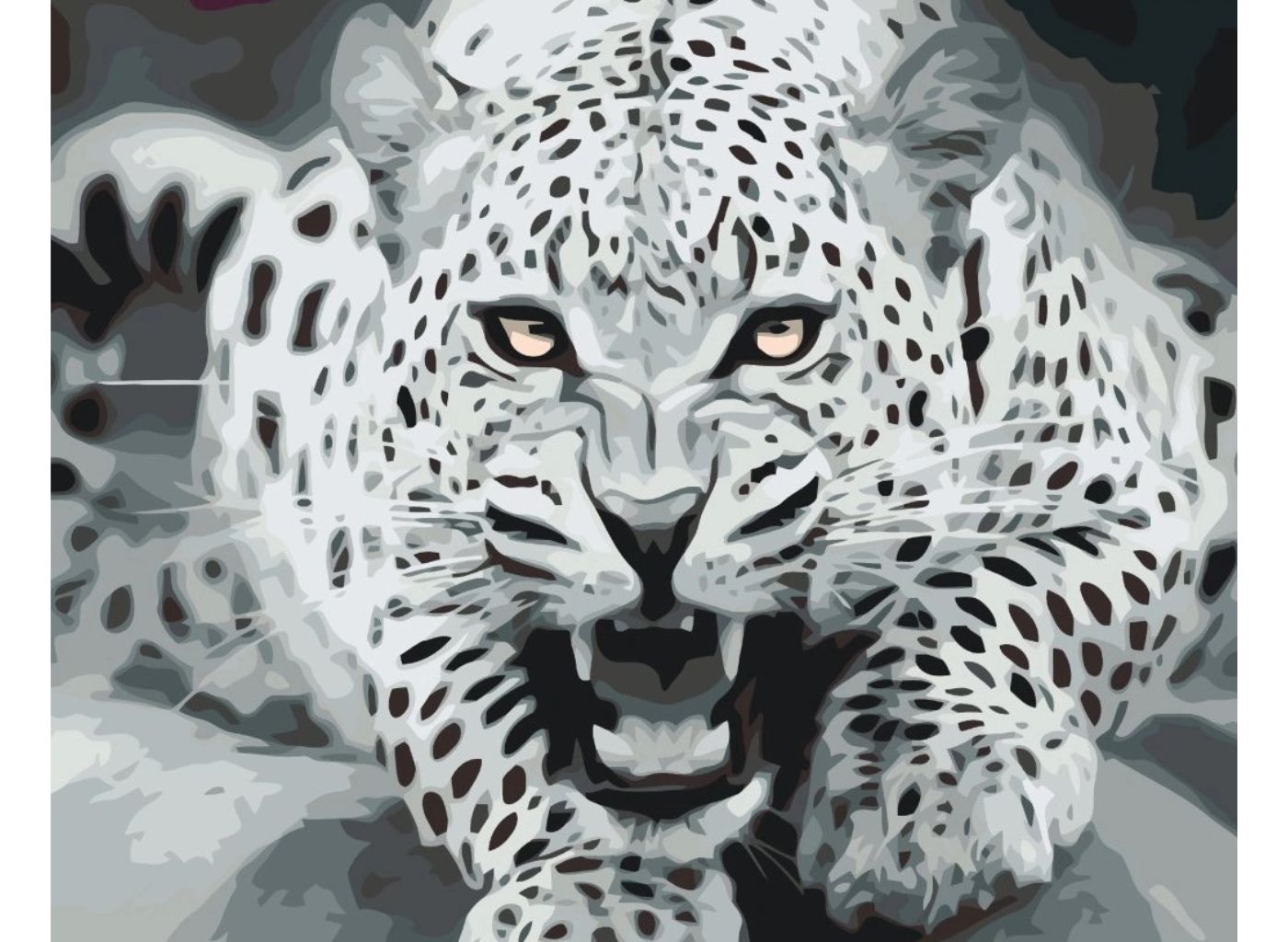 MALUJEŠ Malování podle čísel - ČERNOBÍLÝ LEOPARD Rozměr: 30 x 40 cm, Rámování: bez rámu a bez vypnutí plátna