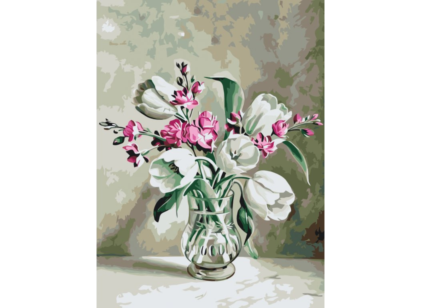 MALUJEŠ Malování podle čísel - BÍLÉ TULIPÁNY Rozměr: 60x80 cm, Rámování: bez rámu a bez vypnutí plátna