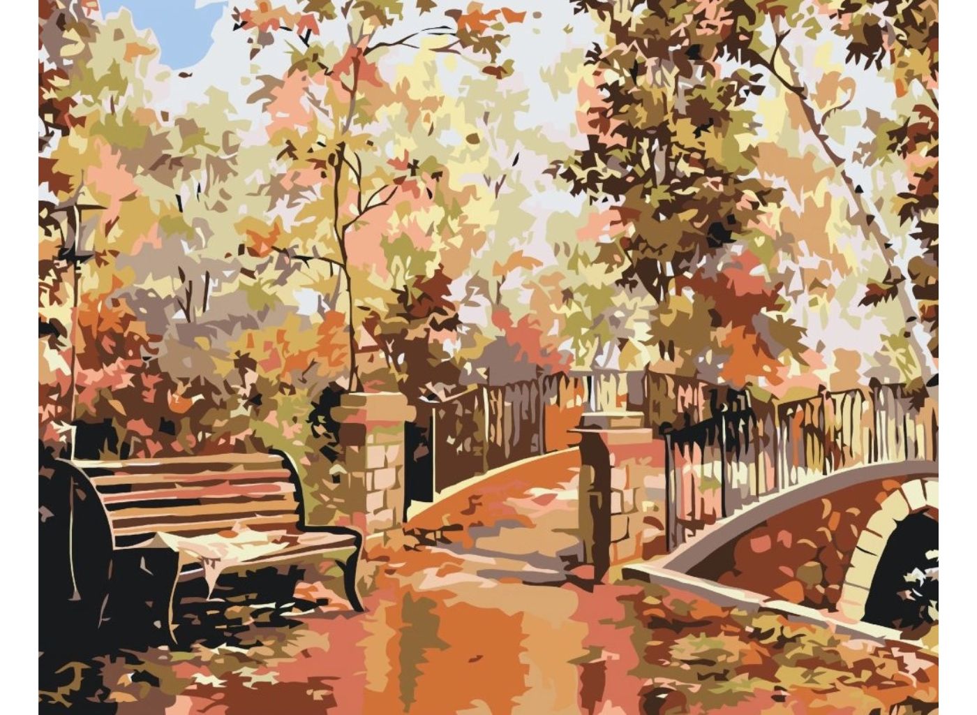 MALUJEŠ Malování podle čísel - LAVIČKA V PARKU Rozměr: 30 x 40 cm, Rámování: bez rámu a bez vypnutí plátna