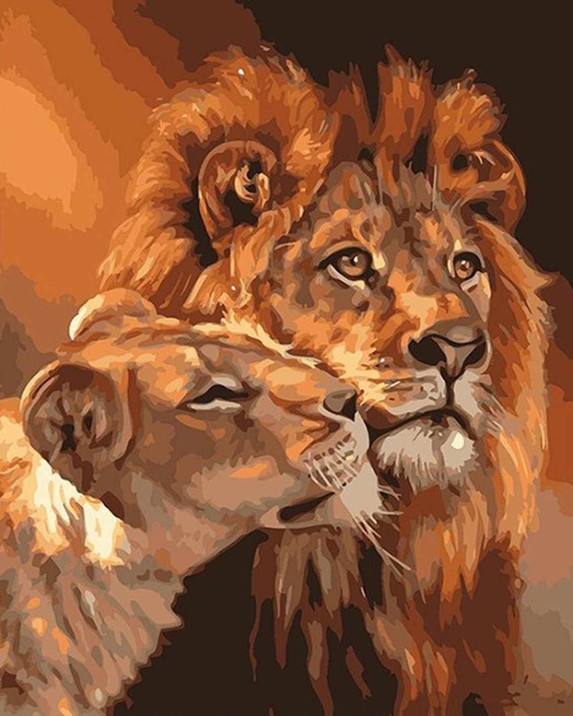 MALUJEŠ Malování podle čísel - LEV S LVICÍ Rozměr: 60x80 cm, Rámování: bez rámu a bez vypnutí plátna