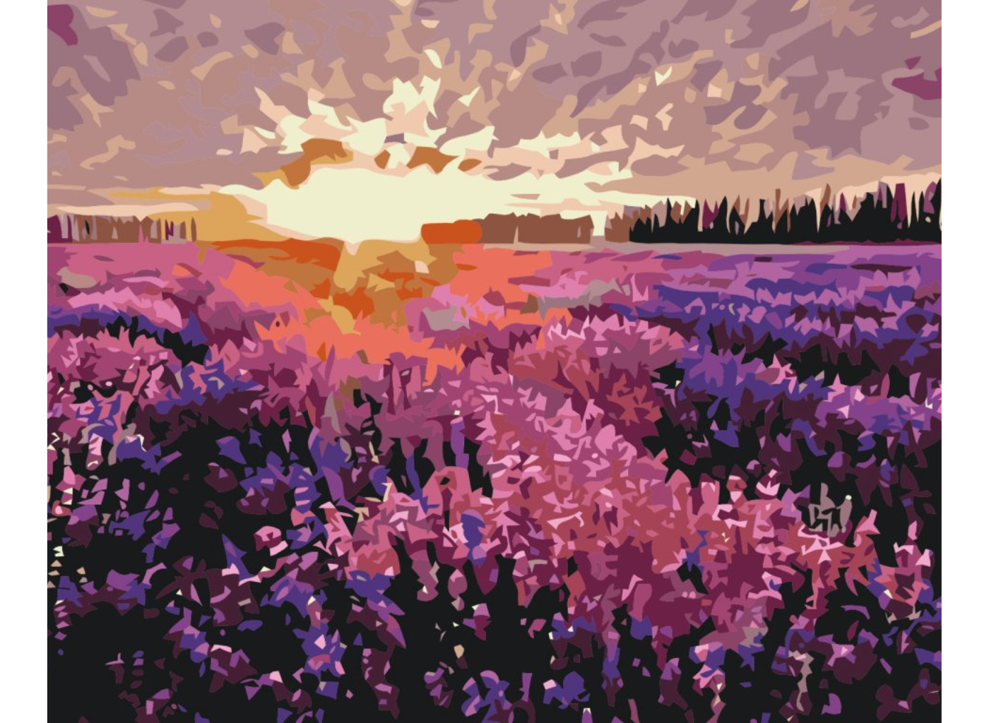 MALUJEŠ Malování podle čísel - LEVANDULOVÉ POLE II Rozměr: 80x100 cm, Rámování: bez rámu a bez vypnutí plátna