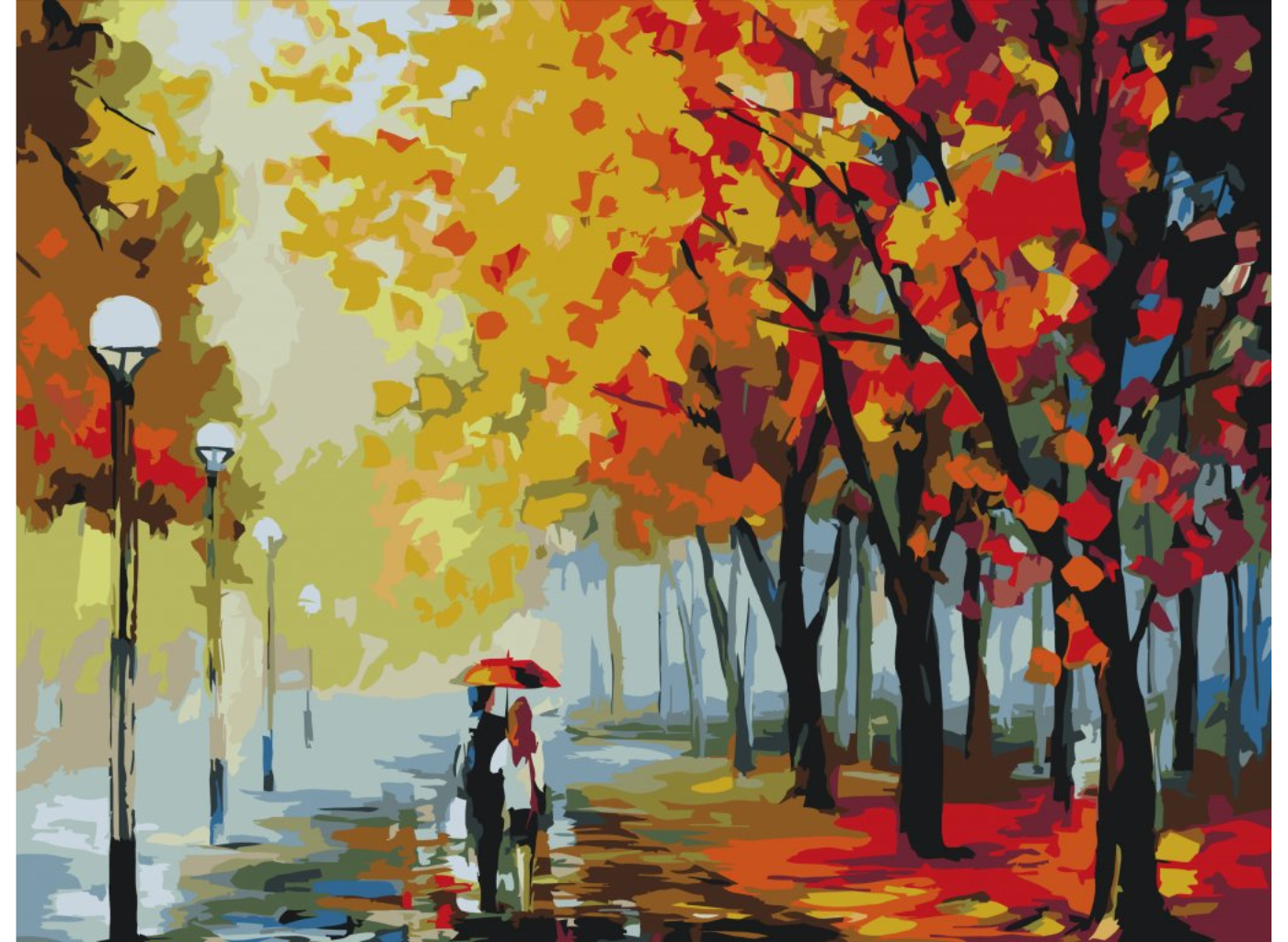 MALUJEŠ Malování podle čísel - PODZIMNÍ DÉŠŤ Rozměr: 30x40 cm, Rámování: bez rámu a bez vypnutí plátna