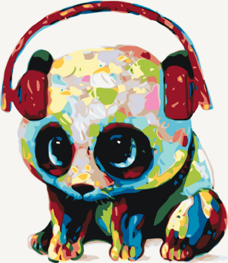 MALUJEŠ Malování podle čísel - PANDA SE SLUCHÁTKY Rozměr: 30x40 cm, Rámování: vypnuté plátno na rám