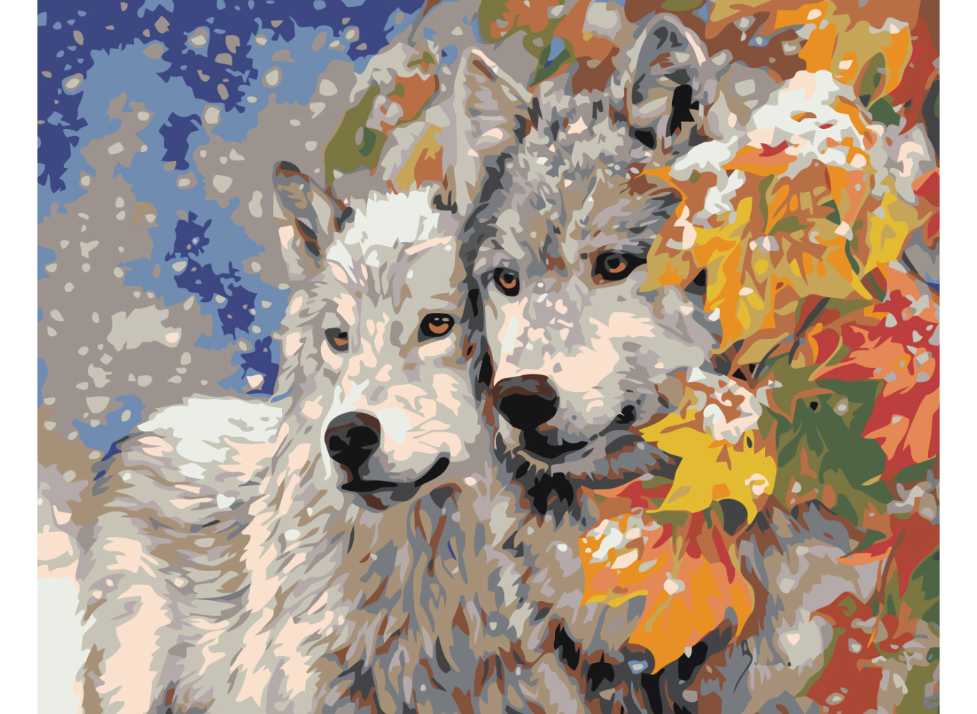 MALUJEŠ Malování podle čísel - VLCI NA PODZIM Rozměr: 60x80 cm, Rámování: bez rámu a bez vypnutí plátna