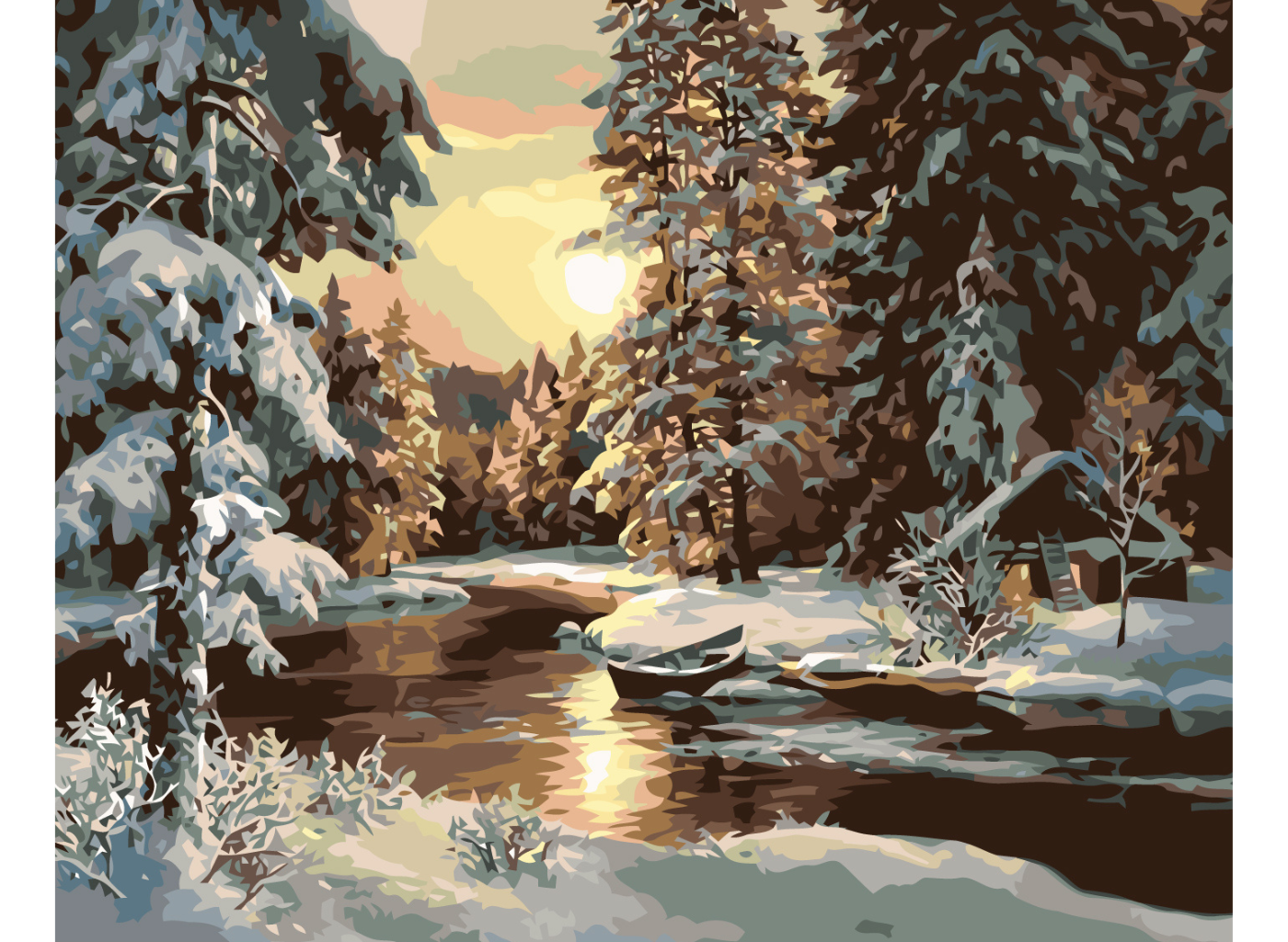 MALUJEŠ Malování podle čísel - ZÁPAD SLUNCE NAD LESEM Rozměr: 60x80 cm, Rámování: vypnuté plátno na rám