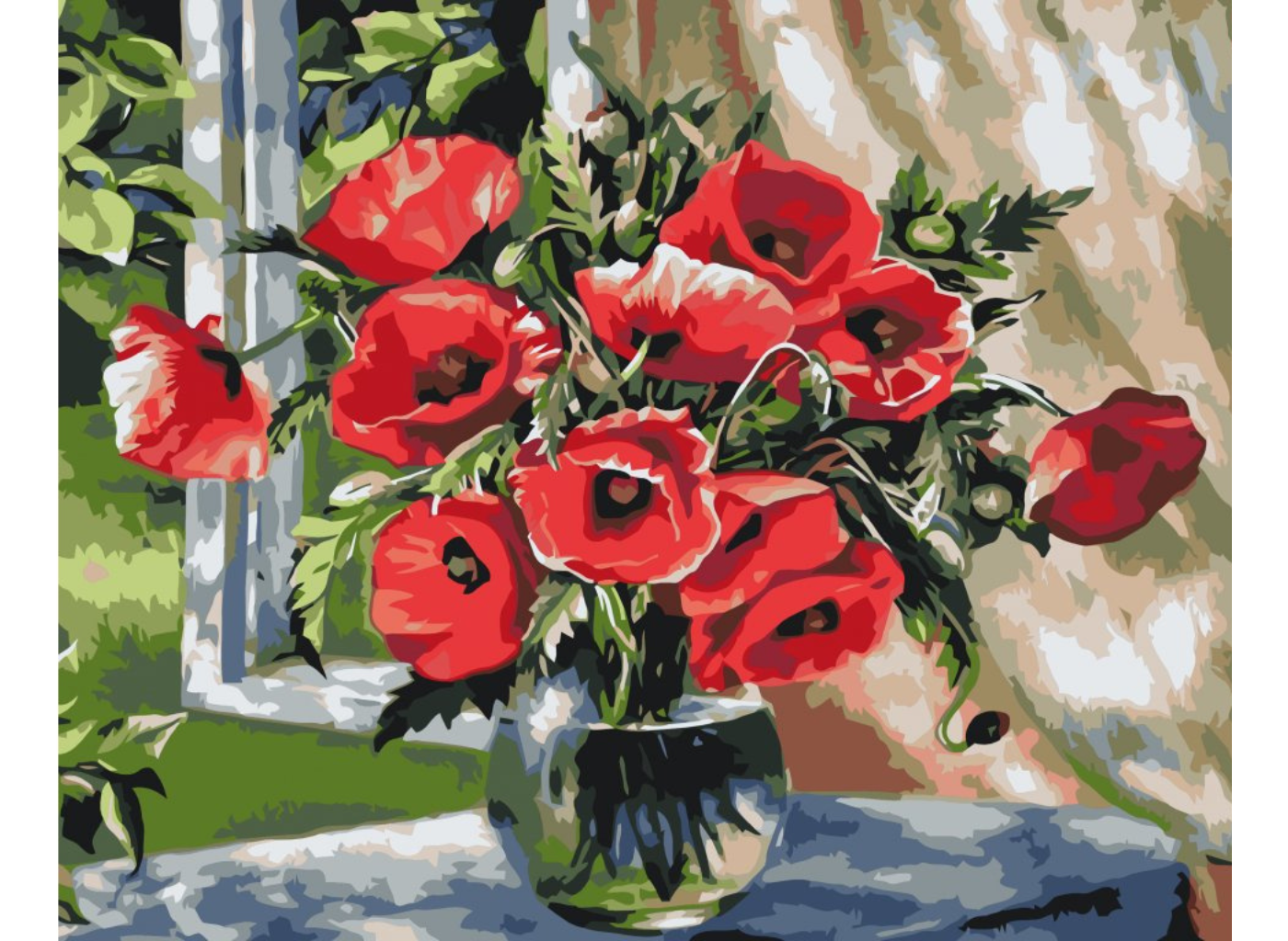 MALUJEŠ Malování podle čísel - VLČÍ MÁKY VE SKLENĚNÉ VÁZE Rozměr: 30x40 cm, Rámování: bez rámu a bez vypnutí plátna