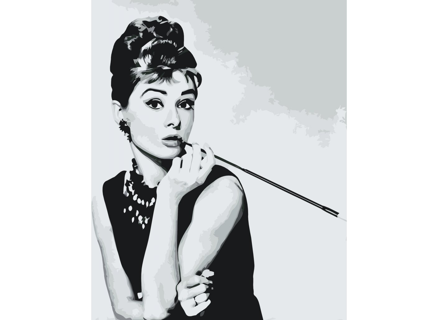 Levně Malování podle čísel - AUDREY HEPBURN ČERNOBÍLÁ Rozměr: 30x40 cm, Rámování: bez rámu a bez vypnutí plátna