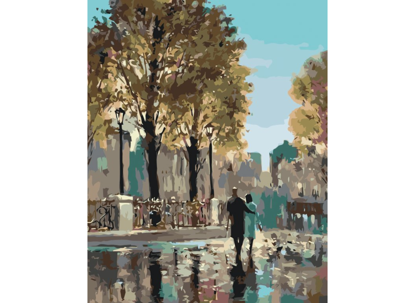 MALUJEŠ Malování podle čísel - NA PROCHÁZCE V PARKU Rozměr: 80x100 cm, Rámování: vypnuté plátno na rám