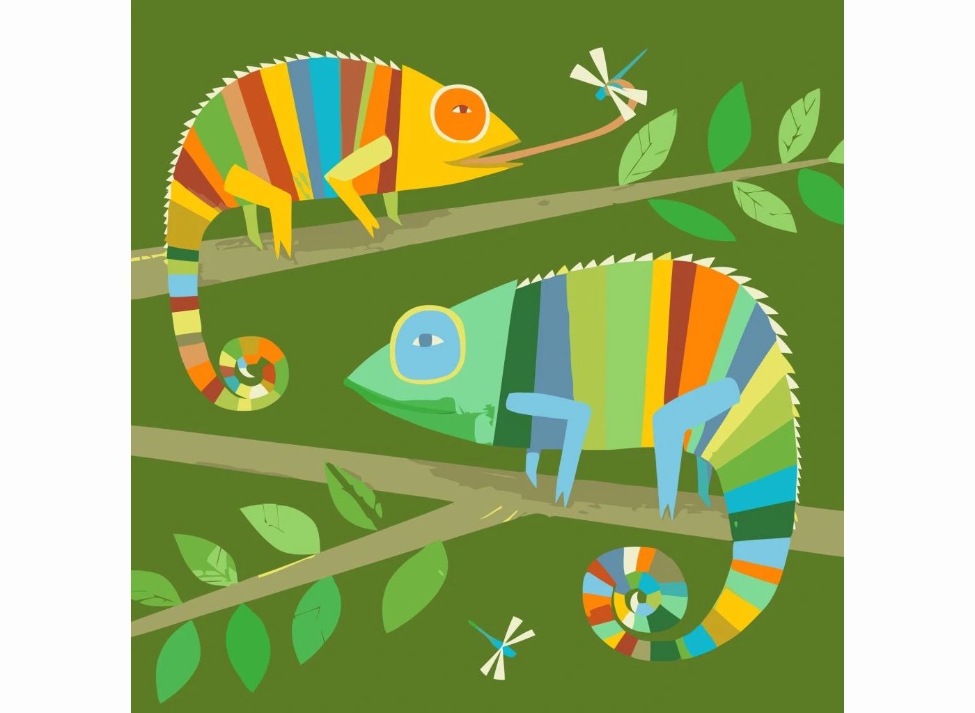 MALUJEŠ Malování podle čísel - CHAMELEONI Rozměr: 80 x 80 cm, Rámování: vypnuté plátno na rám