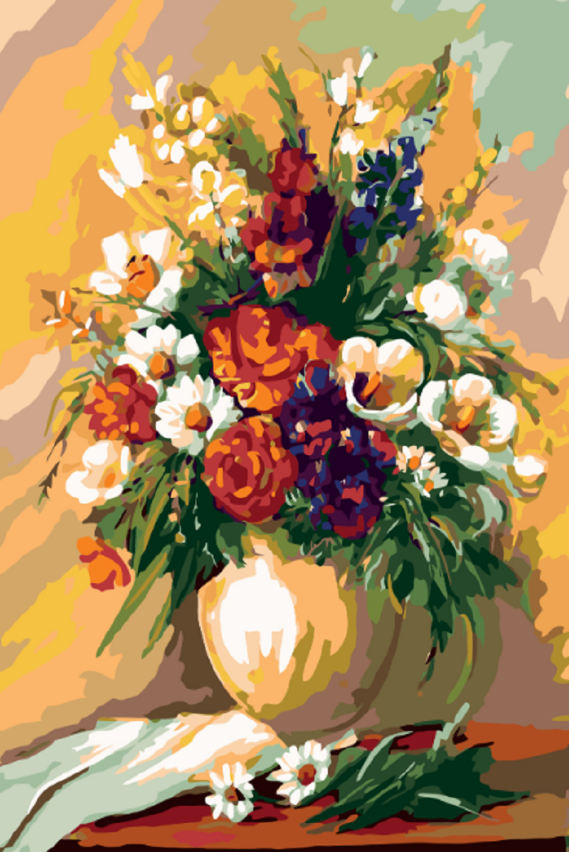 MALUJEŠ Malování podle čísel - LUČNÍ KVÍTÍ VE VÁZE Rozměr: 80x120 cm, Rámování: vypnuté plátno na rám