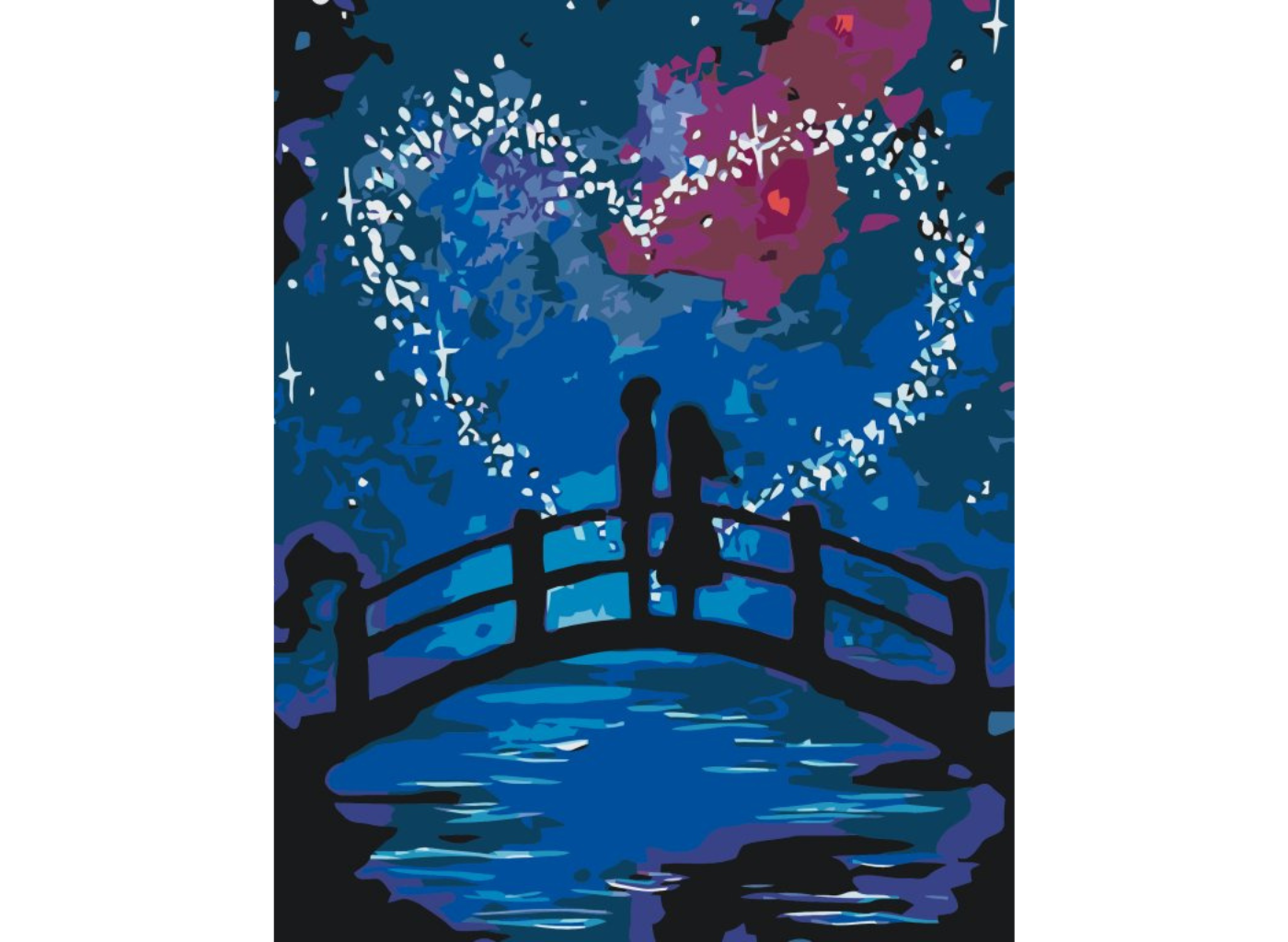 MALUJEŠ Malování podle čísel - PÁR NA LÁVCE POD NOČNÍ OBLOHOU Rozměr: 40x50 cm, Rámování: bez rámu a bez vypnutí plátna