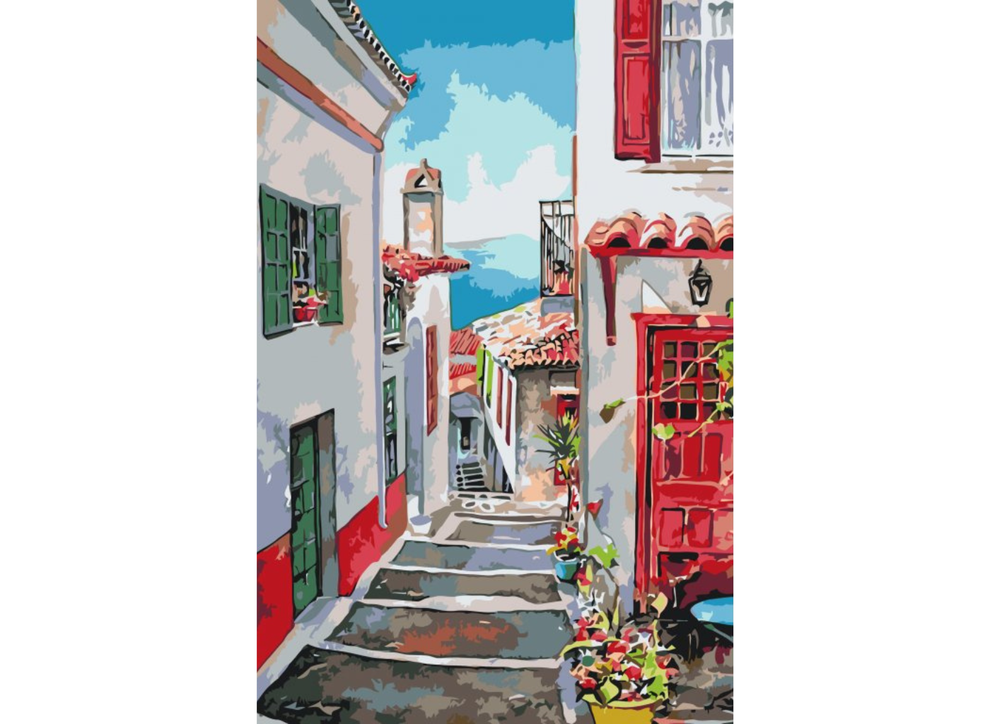 MALUJEŠ Malování podle čísel - ŘECKÁ ULIČKA II Rozměr: 40x60 cm, Rámování: bez rámu a bez vypnutí plátna