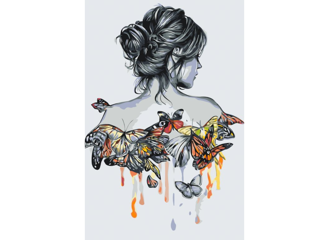 MALUJEŠ Malování podle čísel - MOTÝLÍ ŽENA Rozměr: 80x120 cm, Rámování: vypnuté plátno na rám
