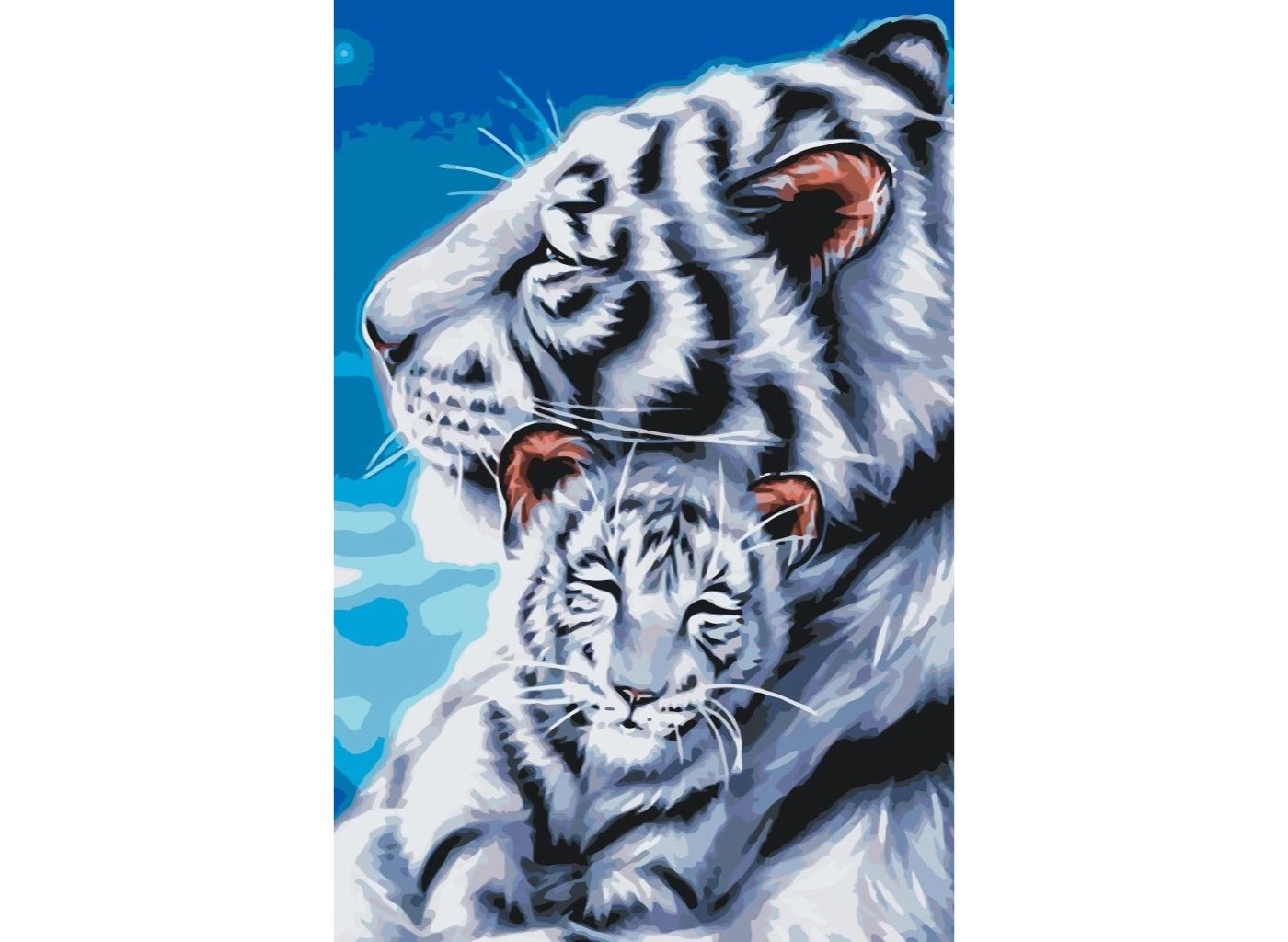MALUJEŠ Malování podle čísel - BÍLÉ TYGŘÍ MLÁDĚ S MÁMOU Rozměr: 60 x 80 cm, Rámování: vypnuté plátno na rám